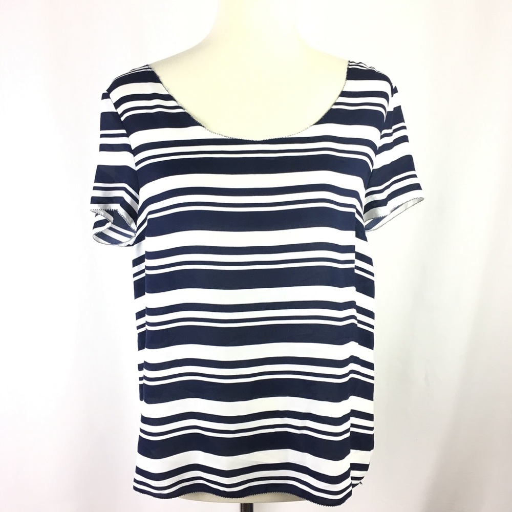 Maeve Anthropologie Blouse Size Large Navy Blue